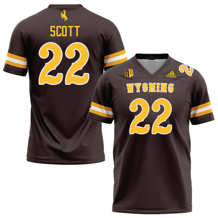 #22 Sam Scott Wyoming Cowboys Jersey College Football Uniforms,Gears,Jerseys-Brown